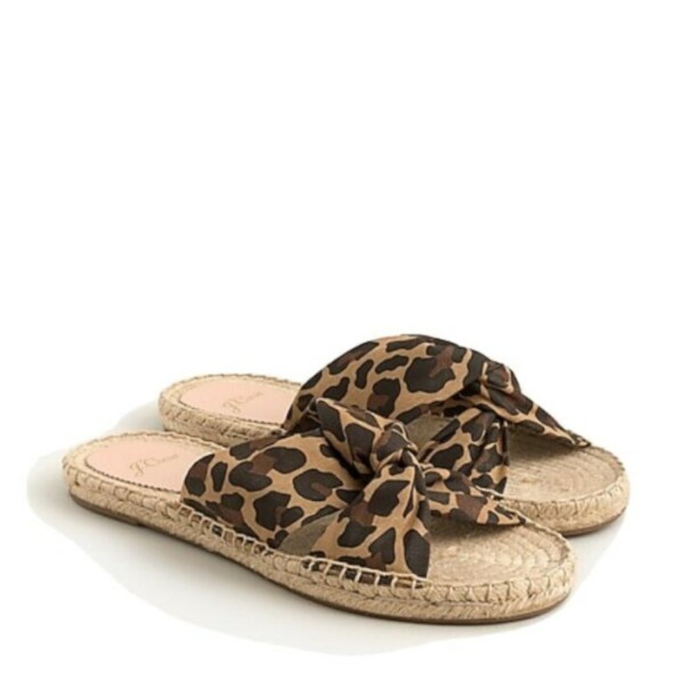 Twisted-knot espadrille sandals in leopard…